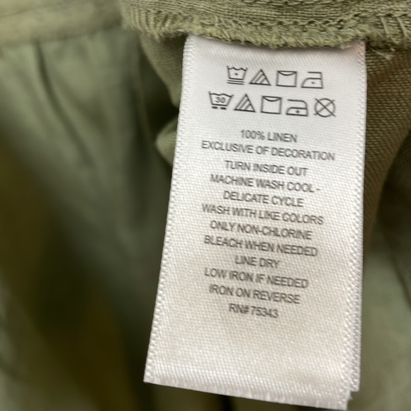 Lucky Brand Linen Sleeveless Pullover Tiered Lace V Neck Sage Green Womens L - Picture 8 of 9